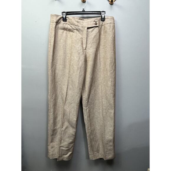 Kasper Pants Womens size 14 Brown Linen Blend Sportswear Office Career - Picture 1 of 7